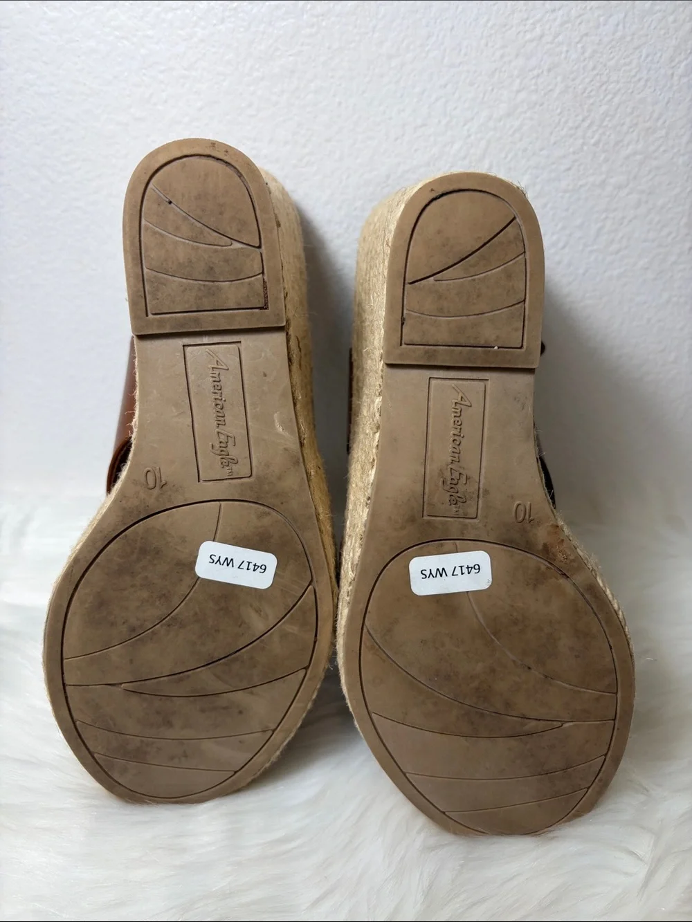 American Eagle Outfitters Tan Brown Espadrille Wedge Slingback Sandals